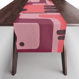 Good Morning - Mid Century Modern Shapes Coral Pink Table Runner