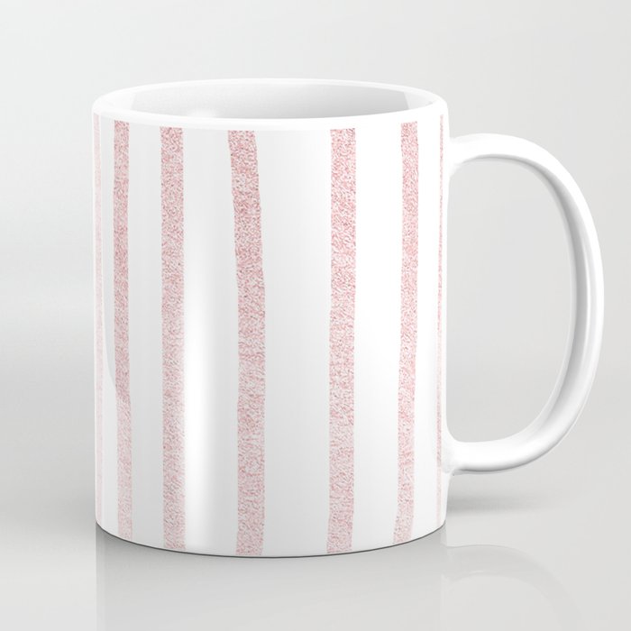 Simply Drawn Vertical Stripes in Rose Gold Sunset Coffee Mug