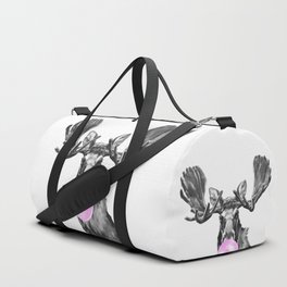 Bubble Gum Moose in Black and White Duffle Bag