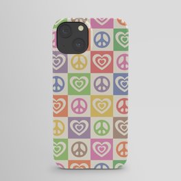 Peace and Love Rainbow Pride Checker  iPhone Case