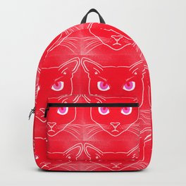 Retro Red Cat Silhouettes Hot Pink Eyes Backpack