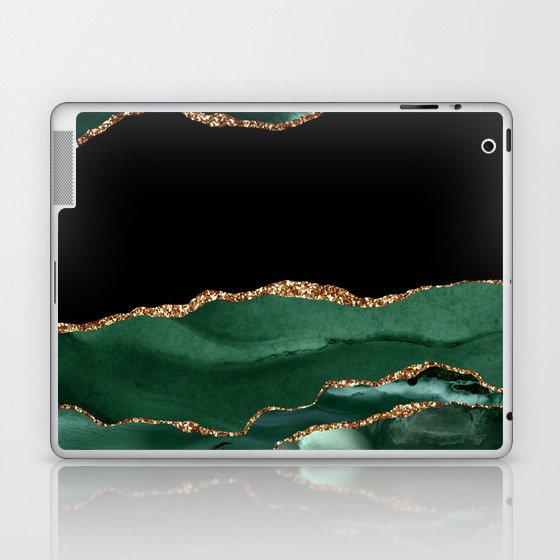 Emerald & Gold Agate Texture 01 Laptop & iPad Skin