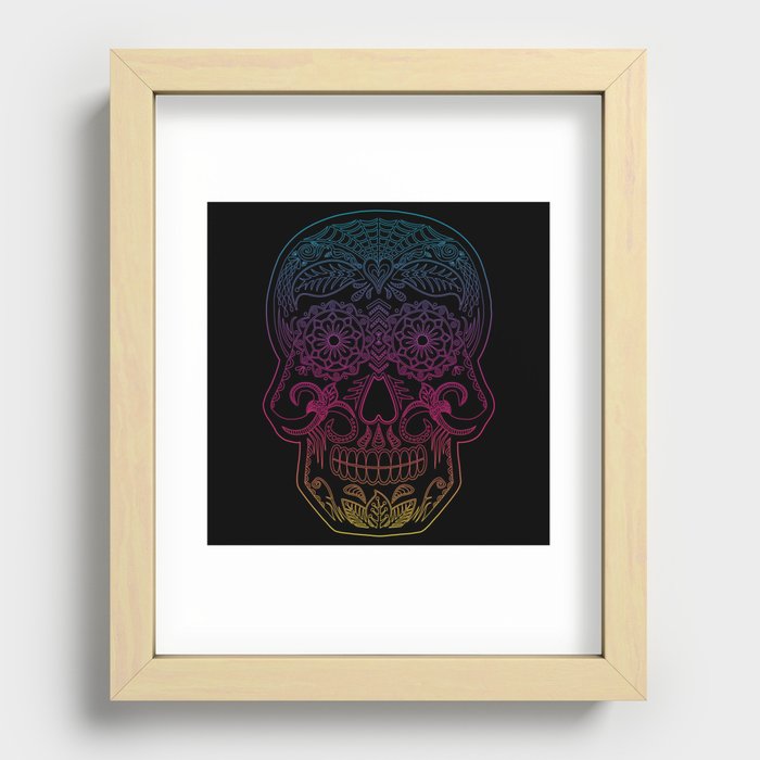 Color Me Day of the Dead Skull - Rainbow Recessed Framed Print