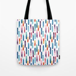 Watercolor long brush strokes background. Water color colorful lines seamless pattern. Hand painted abstract illustration Tote Bag