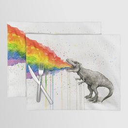 T-Rex Dinosaur Vomits Rainbow Placemat