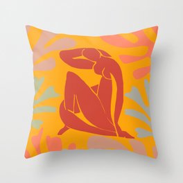Red Nude with Seagrass Matisse Inspired Throw Pillow