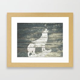 Rustic White Wolf Silhouette A383 Framed Art Print