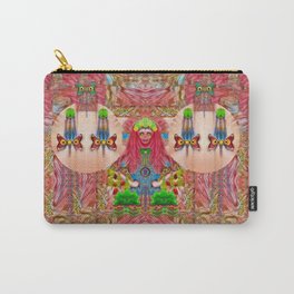 lady panda in the enchanted forest with magic flowers Carry-All Pouch | Eyes, Fantasy Art, Valentine Flowers, Crown, Peace Sign, Doxie, Woman, Digital, Flowers, Fauna 