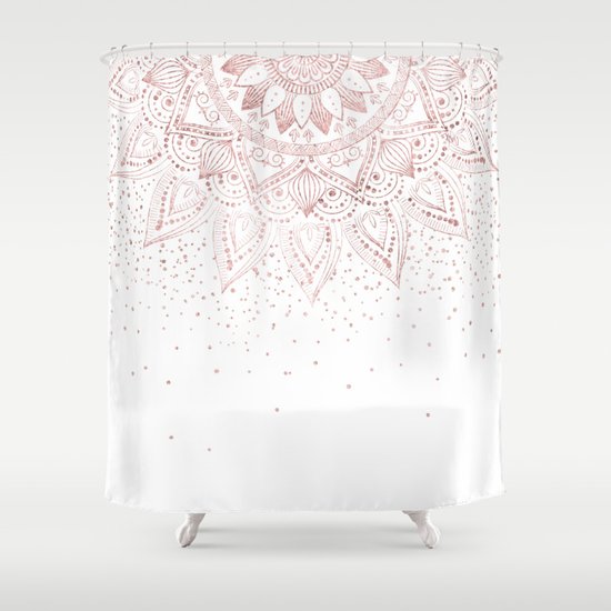 Elegant Rose Gold Mandala Confetti Design Shower Curtain