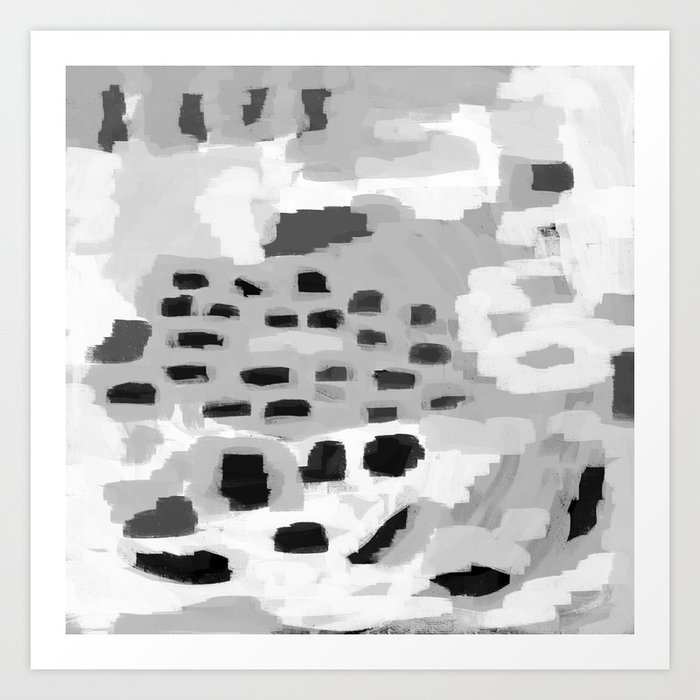 Turan Black And White Grey Abstract Painting Modern Home Decor