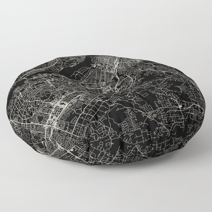 Riverside - Black and White City Map USA Floor Pillow