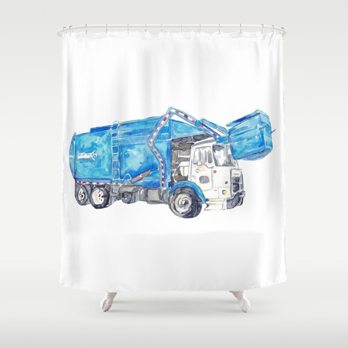 Garbage truck print Trash truck Shower Curtain