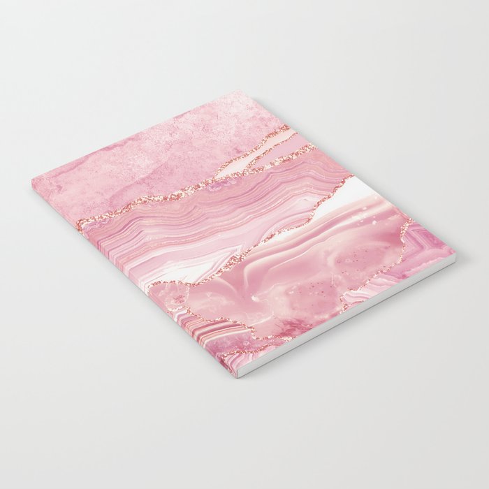 Pink Glamour Marble Agate  Notebook