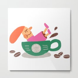 Time to enjoy coffee Metal Print | Digital, Bean, Drawing, Healing, Illustration, Graphite, Coffee, Happy 