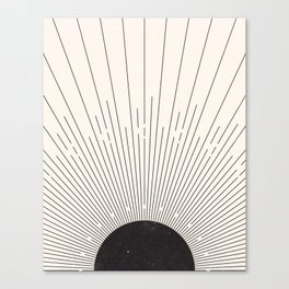 Mid Century Black Sun - Sunrise Boho Decor Canvas Print