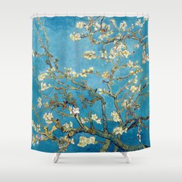 Almond Blossom Vincent Van Gogh Blue Shower Curtain