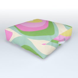 Neon Pastel Abstract Bubble Gum Swirl - Pink Outdoor Floor Cushion