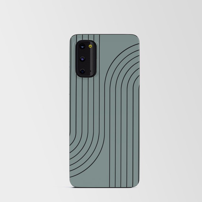Minimal Line Curvature LXVII Neutral Teal Mid Century Modern Arch Abstract Android Card Case