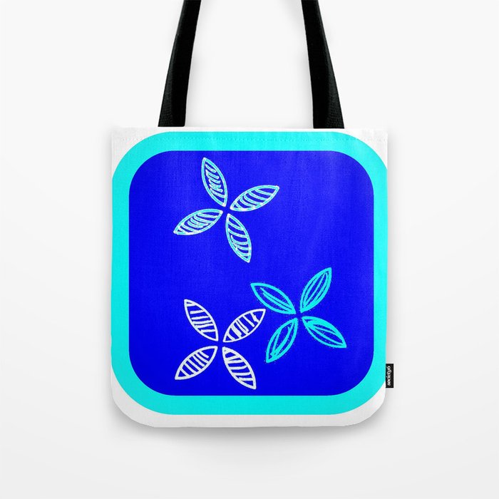 MCM Blue Aqua Flowers Tote Bag by Jensen Merrell Designs