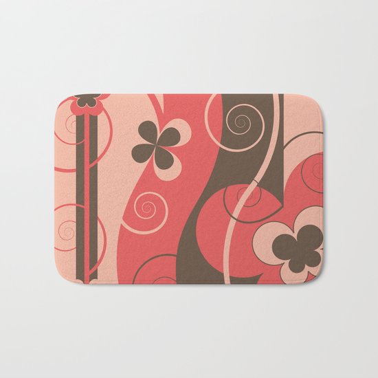 Modern Retro Butterfly Floral Graphic Art Bath Mat