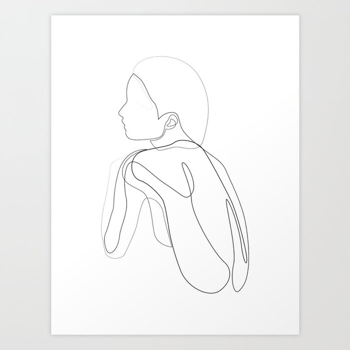 one line nude - shelter Art Print