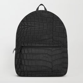 Black Crocodile Leather Print Backpack