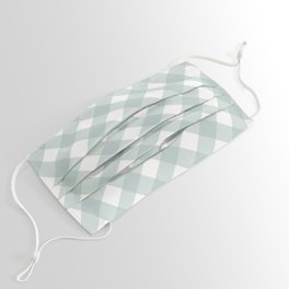 Green Pastel Farmhouse Style Gingham Check Face Mask