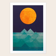 The ocean, the sea, the wave - night scene Art Print