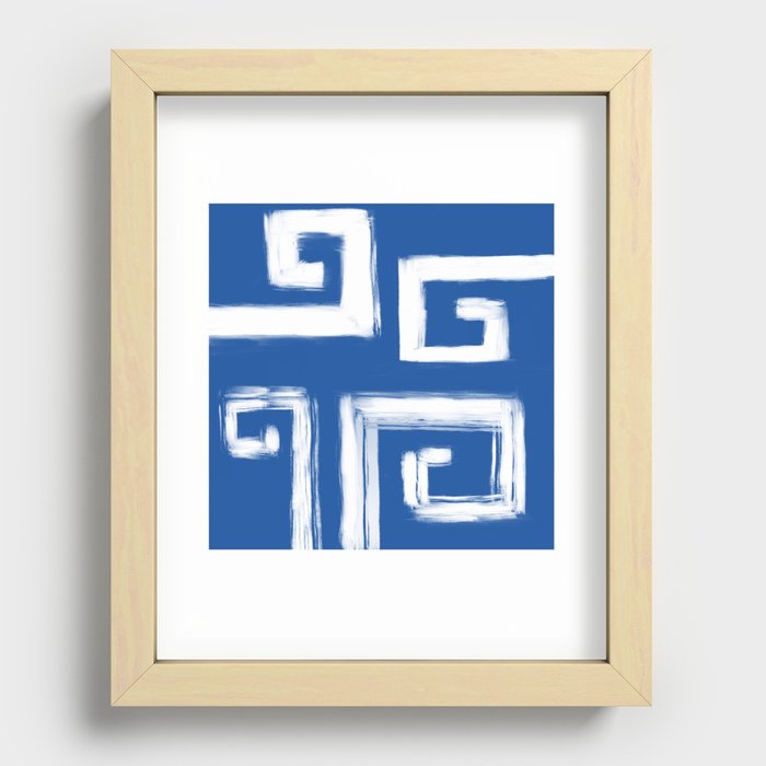 Greek blue and white design Recessed Framed Print