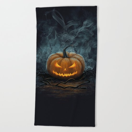 Halloween Pumpkin Beach Towel