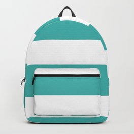 Wide Horizontal Stripes - White and Verdigris Backpack | Verdigrisstripes, Lines, Graphicdesign, Whitestripes, Digital, Pattern, Verdigris, White, Stripes, Cyanstripes 