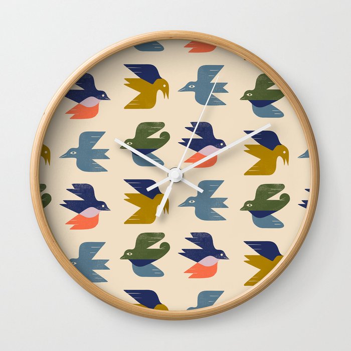 Four Birds Grid Wall Clock