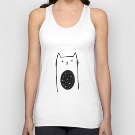 Galaxy Kitty Tank Top | Space, Illustration, Animal, Black and White 