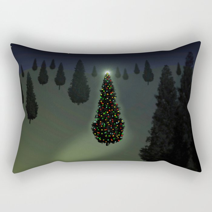 Christmas Tree Green Rectangular Pillow