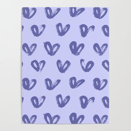 Very Peri 2022 Color Of The Year Violet Blue Periwinkle Hearts Love Pattern Poster