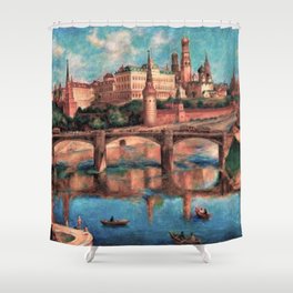 View of the Grand Kremlin Palace, Moscow, Russia by Pavel Sokolov-Skalya Shower Curtain