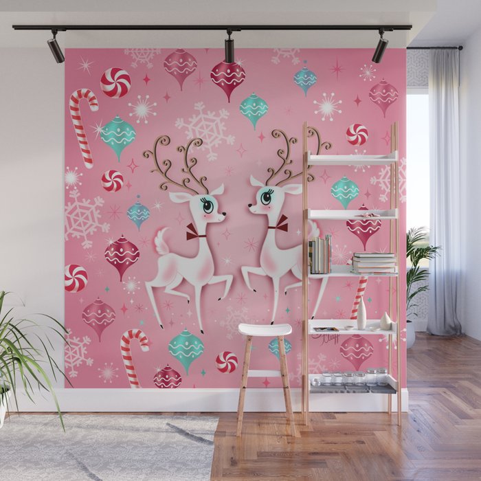 Cute Christmas Reindeer Wall Mural
