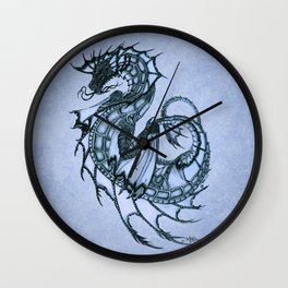 "Tsunami" by Amber Marine ~ Sea Dragon (Ice Blue Version) ~ Graphite Illustration, (Copyright 2005) Wall Clock