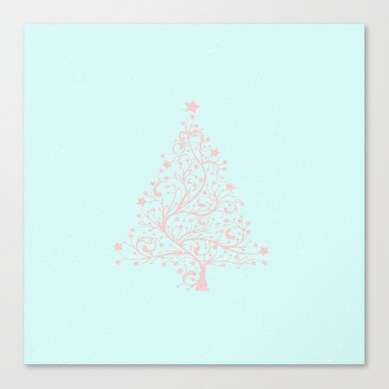 Merry christmas- Pink abstract christmastree on turquoise backround Canvas Print