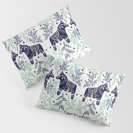 Swedish Dala Horse – Navy & Mint Palette Pillow Sham