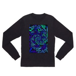 Aquatic Shades Marijuana Pot Leaf Kaleidoscope Mandala Long Sleeve T Shirt