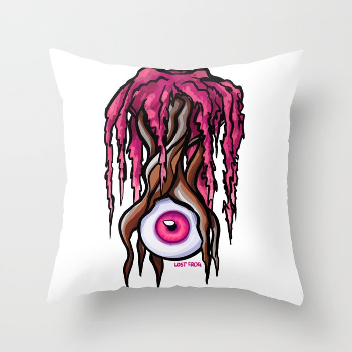 Pink Bonsai Eye Tree Throw Pillow