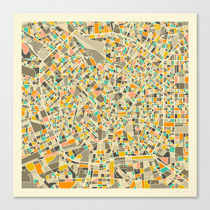 Milan Map Canvas Print