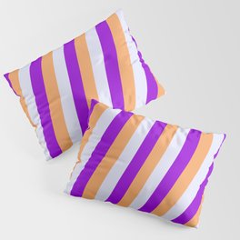 [ Thumbnail: Dark Violet, Brown & Lavender Colored Lines Pattern Pillow Sham ]