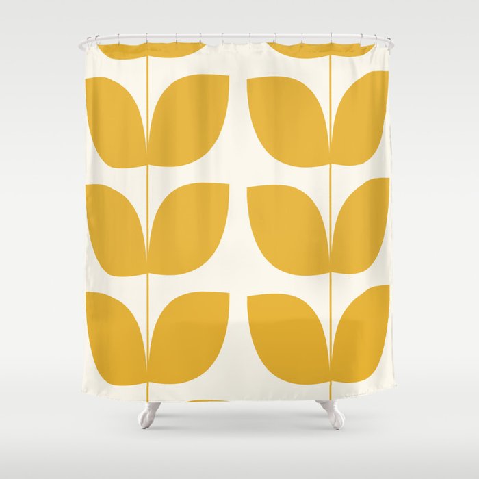Mid Century Modern Leaves Yellow #society6 #buyart  Shower Curtain