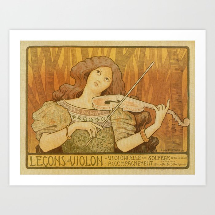 Violin lessons vintage French advertising Art Print