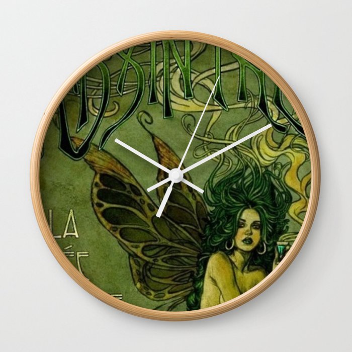Vintage Parisian Green Fairy Absinthe Alcoholic Aperitif Advertisement Poster Wall Clock