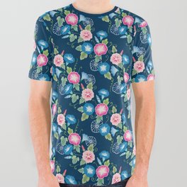 Japanese Summer Florals (Morning Glory / Asagao)  All Over Graphic Tee