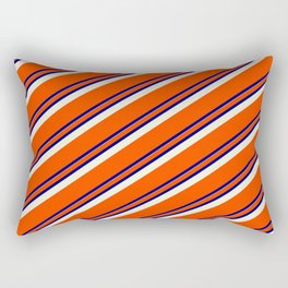 [ Thumbnail: Red, Blue, and Beige Colored Striped Pattern Rectangular Pillow ]