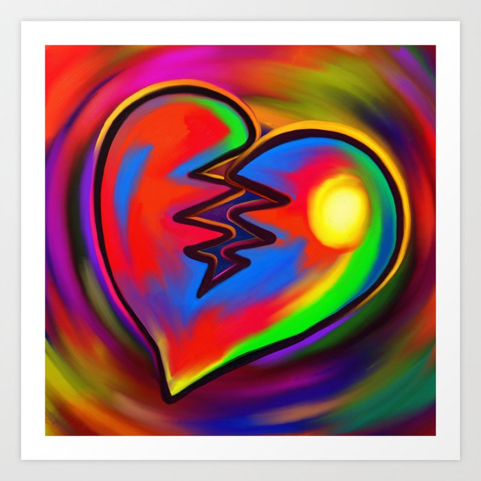 Broken Heart Vibrant Painting Art Print By Prawny Society6